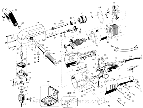Page A Diagram and Parts List for 5158 Type 1 Black and Decker Electric Drill